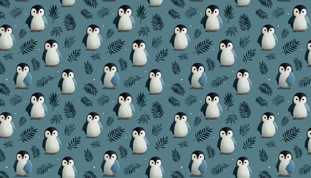 Cute Baby Penguin Mural Wallpaper | Adorable Antarctic Pattern