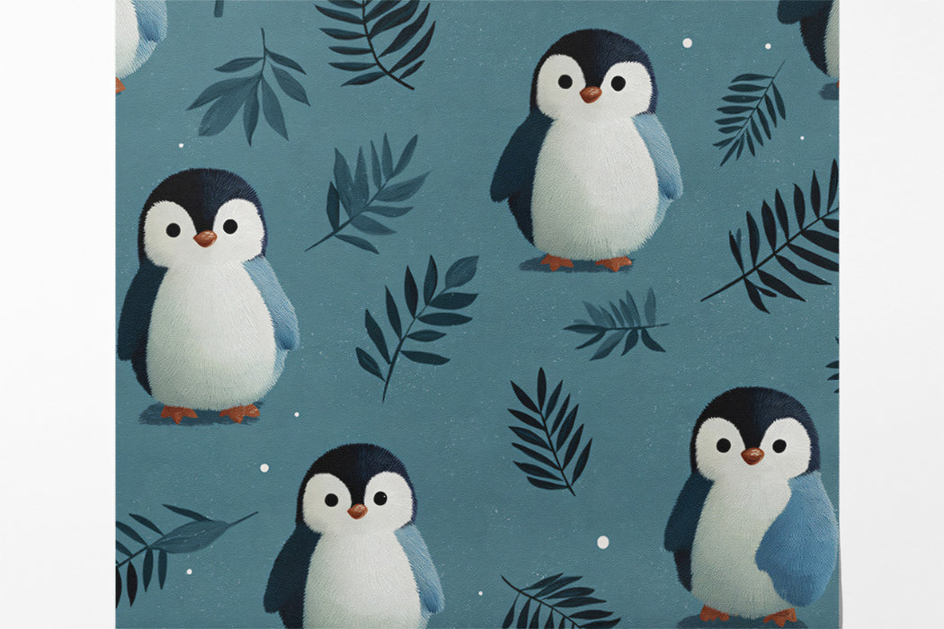Cute Baby Penguin Mural Wallpaper | Adorable Antarctic Pattern