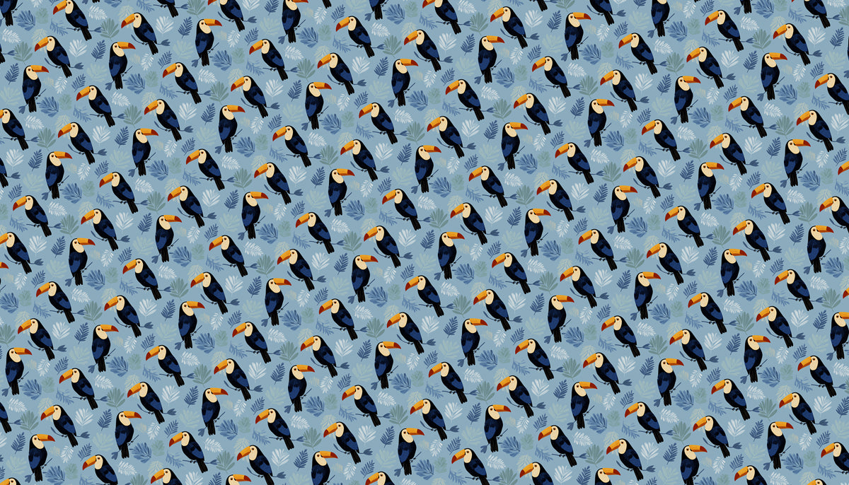 Whimsical Toucan Pattern Mural Wallpaper | Modern Tropical Birds