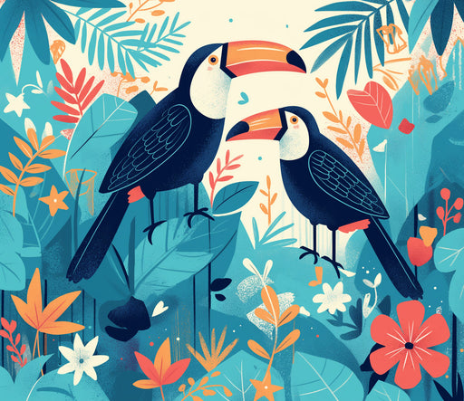 Colorful Toucan Mural Wallpaper in Bedroom | Various Colors (Blue, Yellow, Orange, etc.) of Toucan