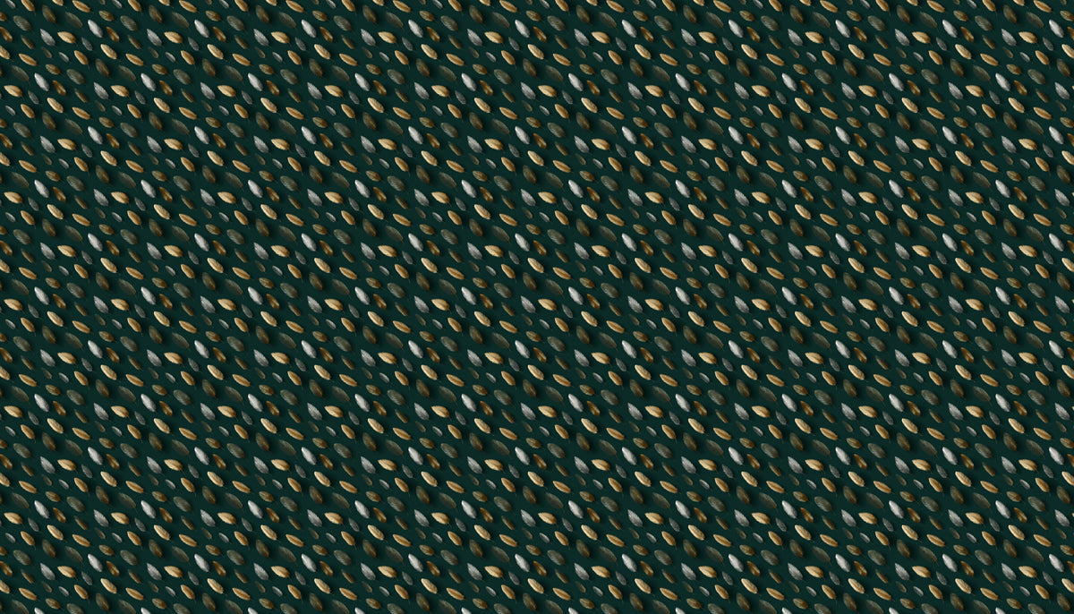 Elegant Botanical Texture Mural Wallpaper | Small-Scale Gold & Green Pattern