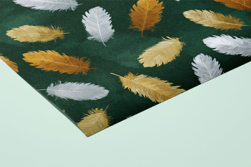 Modern Feather Pattern Mural Wallpaper | Gold & Silver Luxury