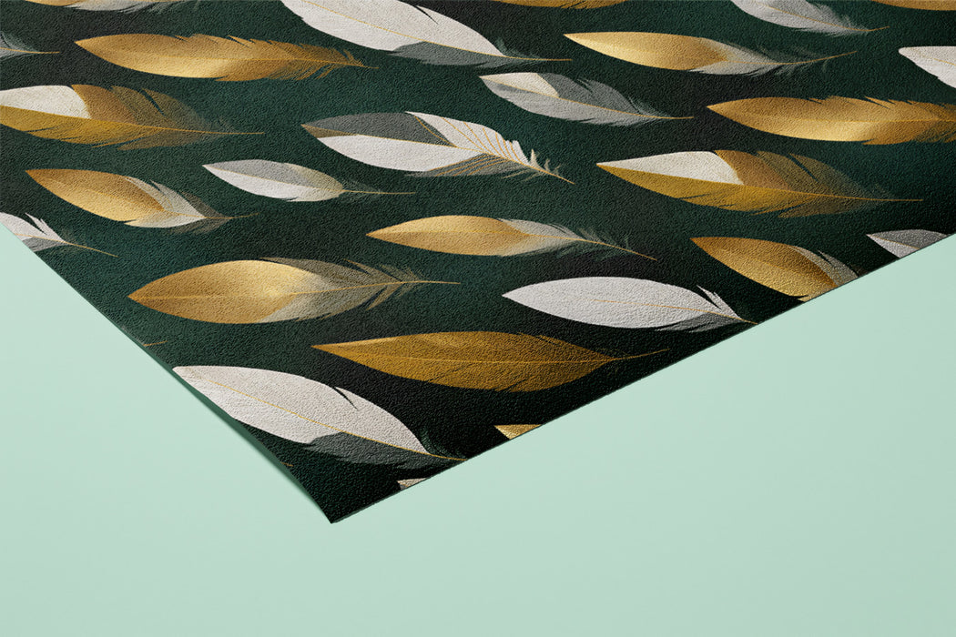 Modern Feather Pattern Mural Wallpaper | Gold & Silver Luxury