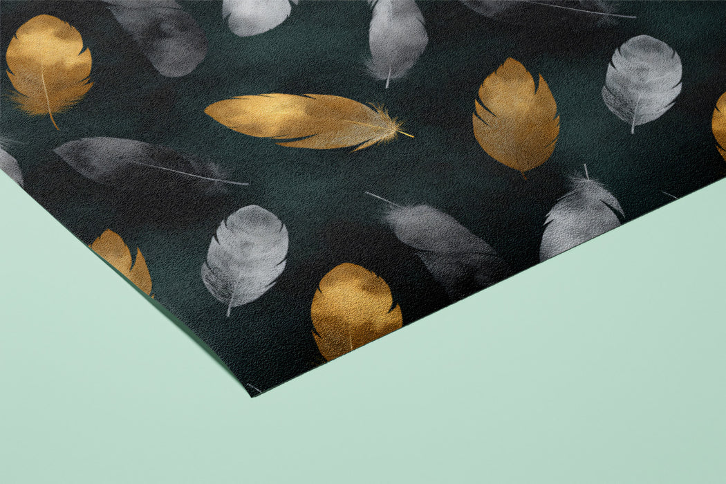 Modern Feather Pattern Mural Wallpaper | Gold & Silver Luxury