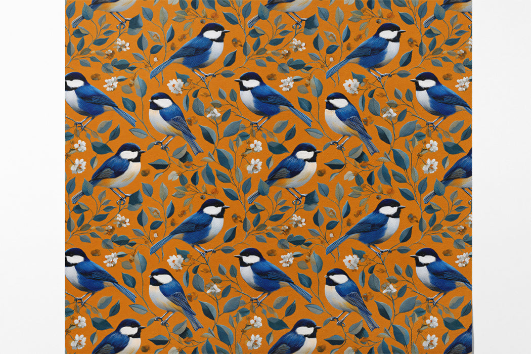Classic Blue Bird Mural Wallpaper | Vintage Floral & Foliage Print