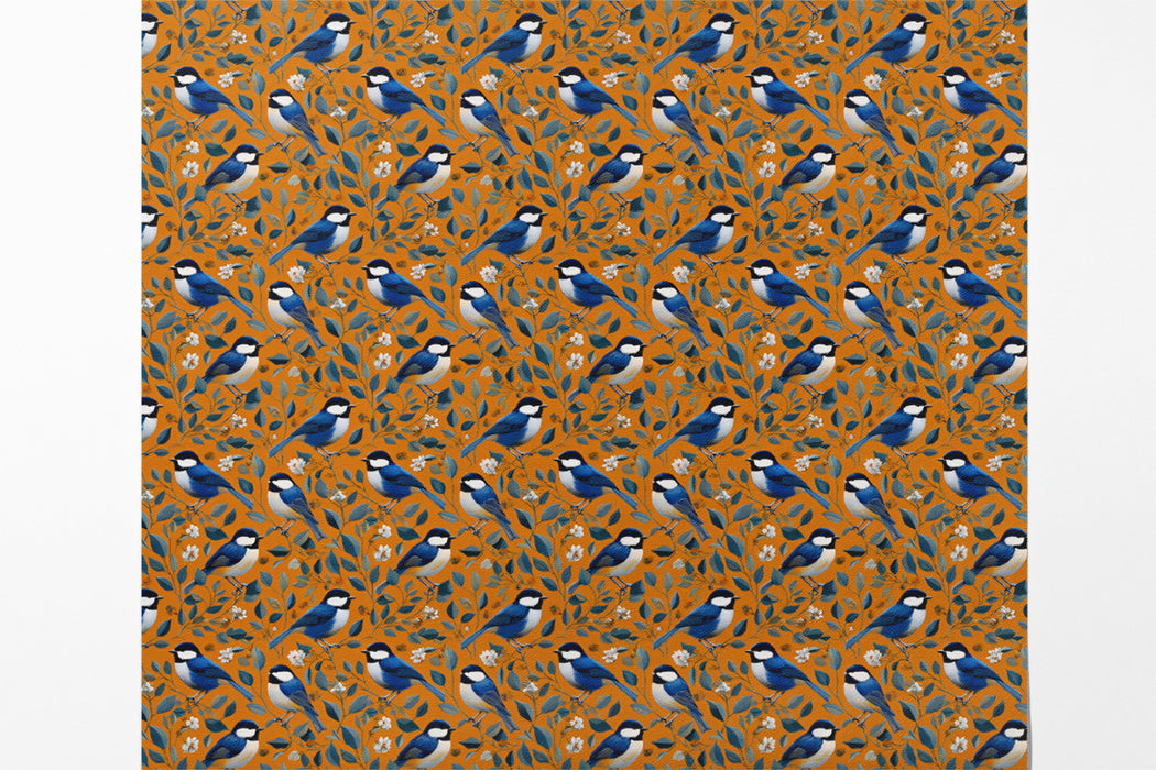 Mini Blue Bird Mural Wallpaper | Small-Scale Vintage Print