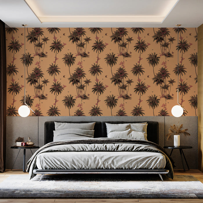 Vintage Palm Tree Mural Wallpaper | Elegant Tropical Print