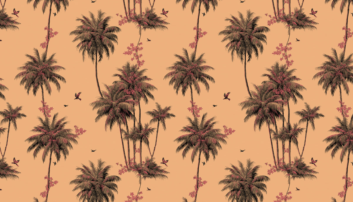 Vintage Palm Tree Mural Wallpaper | Elegant Tropical Print