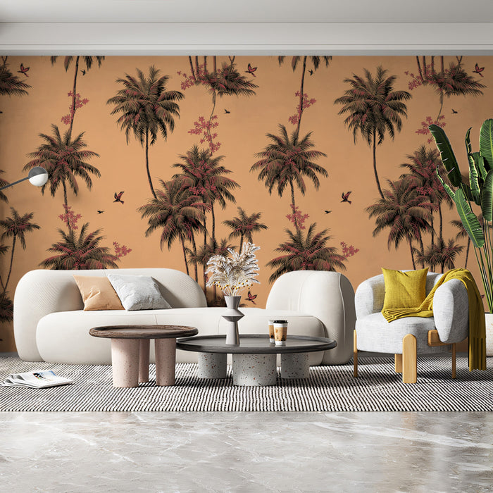 Vintage Palm Tree Mural Wallpaper | Elegant Tropical Print