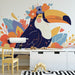 Toucan with Flower Necklace Mural Wallpaper in Child's Room | Various Colors (Blue, Orange, Yellow, etc.) of Toucan
