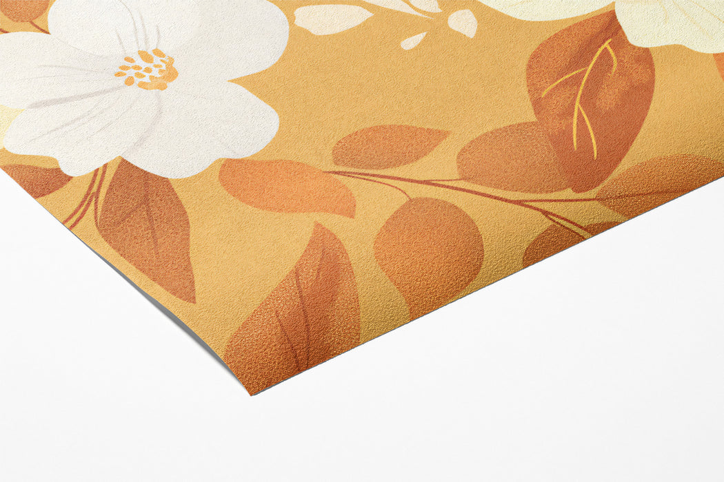Modern Floral Mural Wallpaper | Stylish Mustard & White Print