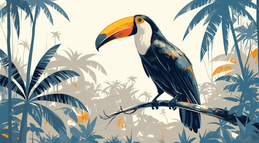 Toucan Mural Wallpaper in Bedroom | Various Colors (Blue, Orange, Yellow, etc.) of Toucan