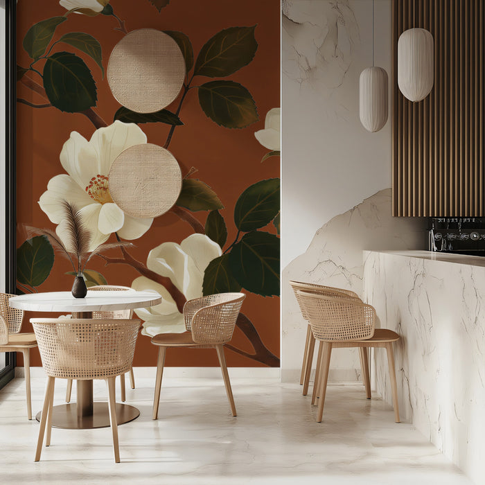 Elegant Floral Mural Wallpaper | Classic White Blossom Print