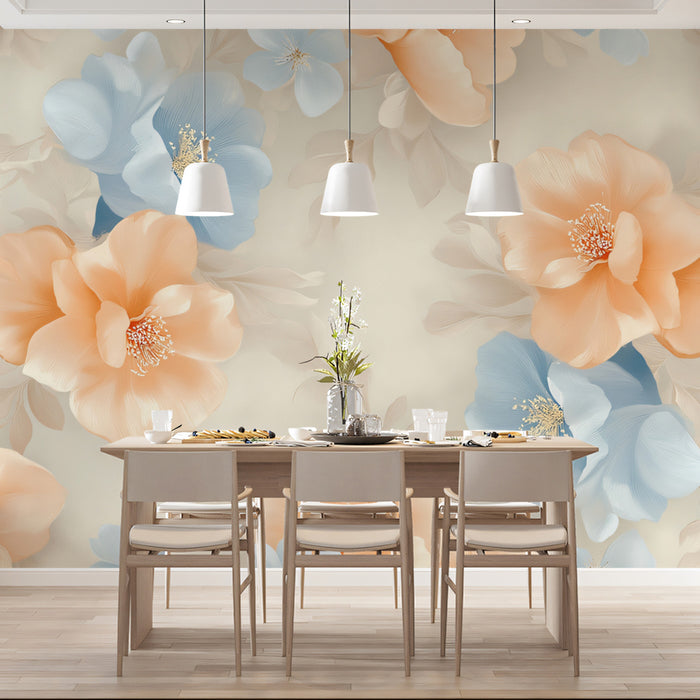Soft Floral Pattern Mural Wallpaper | Romantic Pastel Print