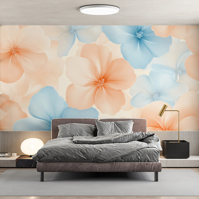 Soft Floral Pattern Mural Wallpaper | Romantic Pastel Print