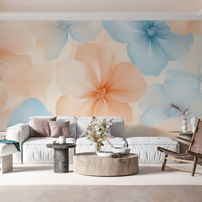 Soft Floral Pattern Mural Wallpaper | Romantic Pastel Print