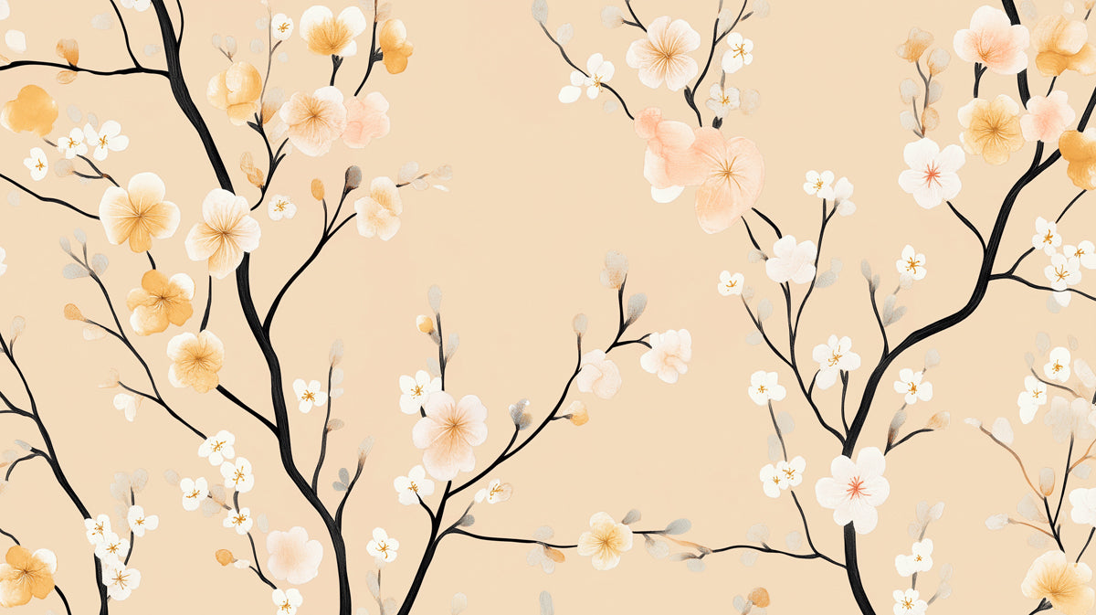 Elegant Cherry Blossom Mural Wallpaper | Artistic Floral Print