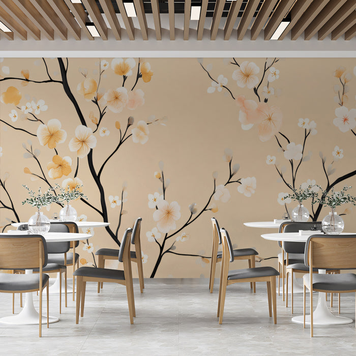 Elegant Cherry Blossom Mural Wallpaper | Artistic Floral Print