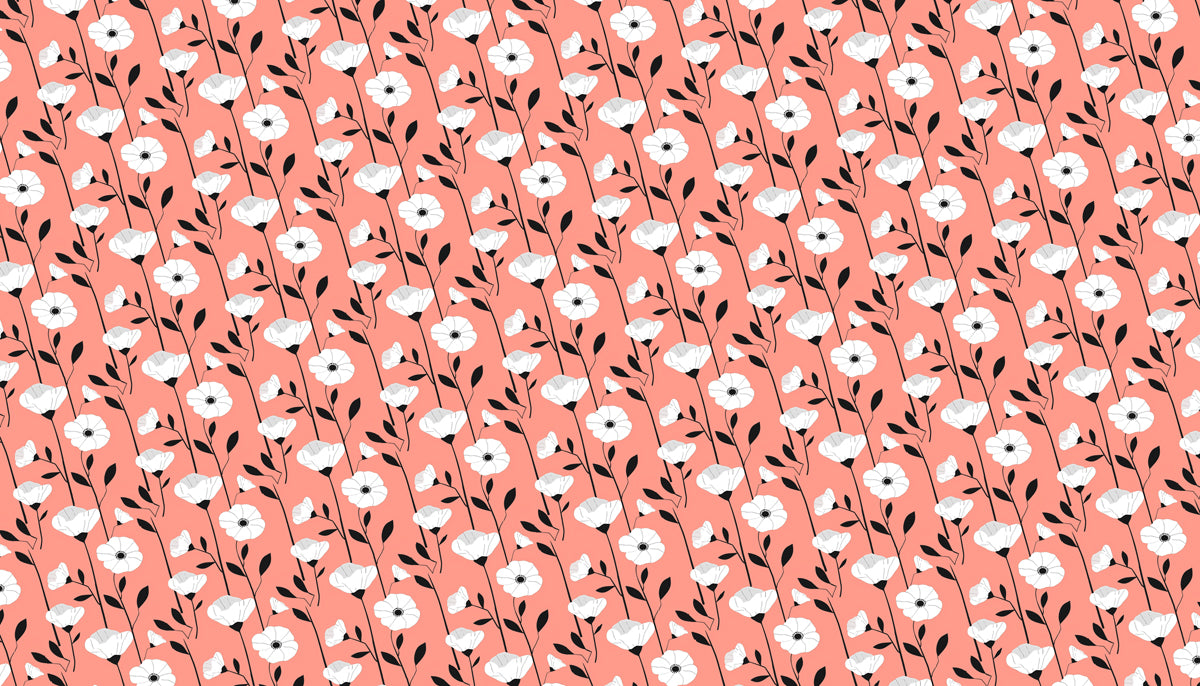 Bold Floral Mural Wallpaper | Graphic Black & White Print