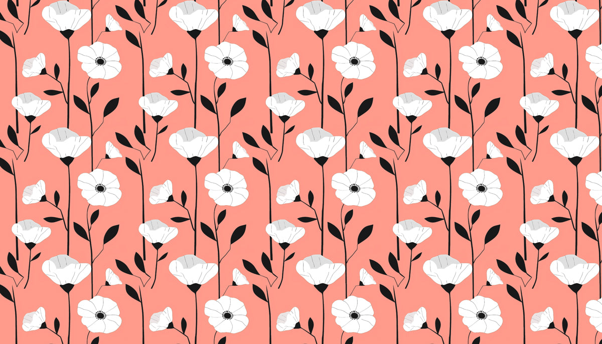 Bold Floral Mural Wallpaper | Graphic Black & White Print