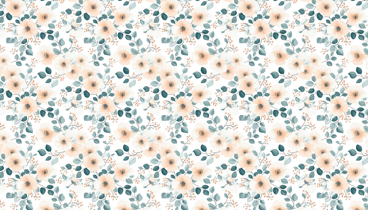 Soft Floral Pattern Mural Wallpaper | Gentle Watercolor Print