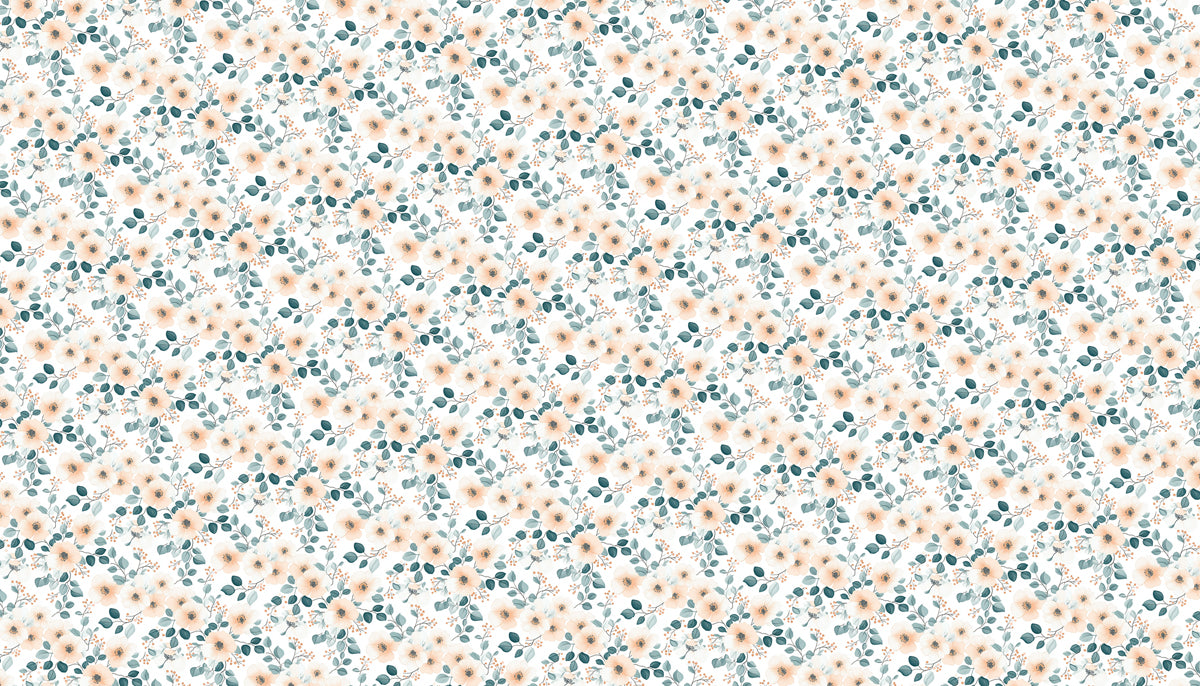 Pale Watercolor Wildflower Mural Wallpaper | Soft Pink and Gray-Blue