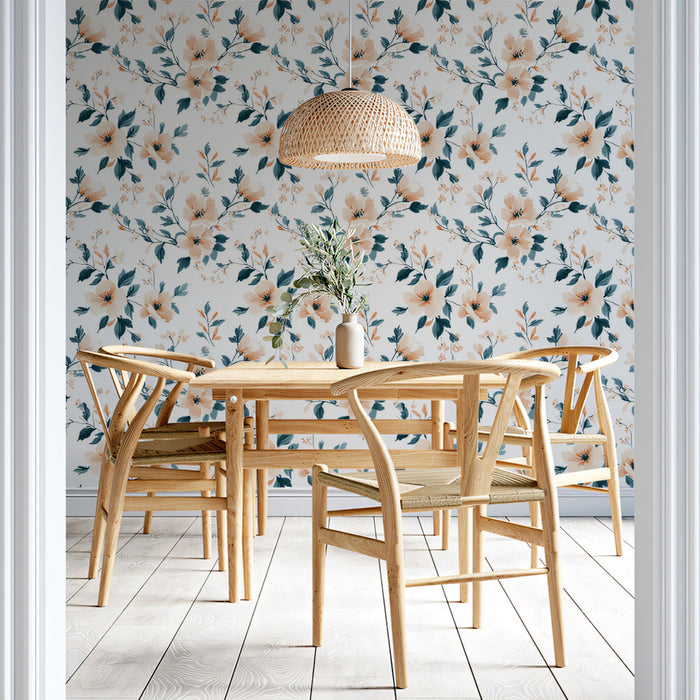Delicate Branch & Blossom Mural Wallpaper | Blush & Sage