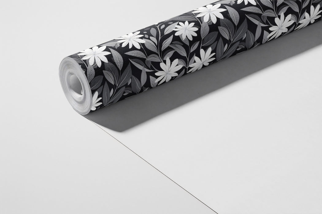 Monochrome Wildflower Garden Mural Wallpaper | Black & White