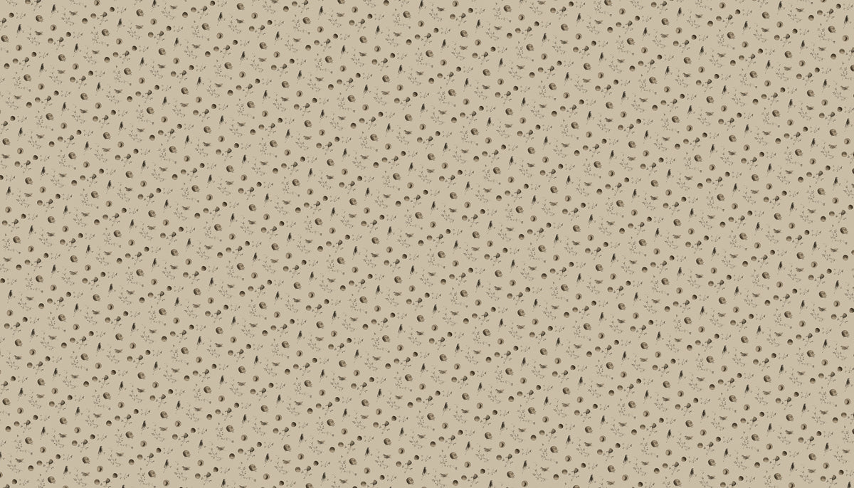 Celestial Speckle Mural Wallpaper | Bird & Moon in Earthy Tones