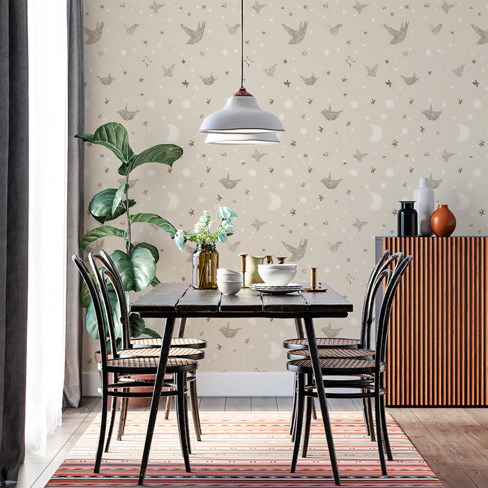 Whispering Celestial Mural Wallpaper | Faded Tones