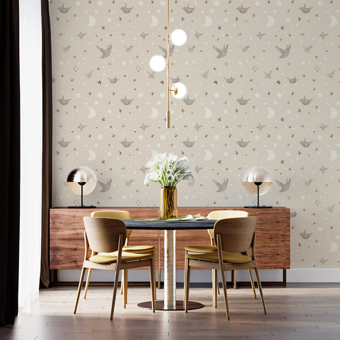 Whispering Celestial Mural Wallpaper | Faded Tones
