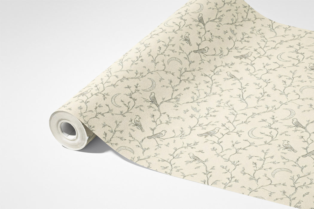 Ethereal Garden Mural Wallpaper | Soft Gray & Ivory