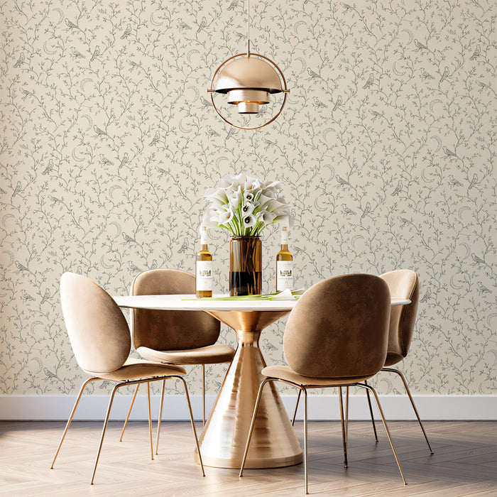 Ethereal Garden Mural Wallpaper | Soft Gray & Ivory
