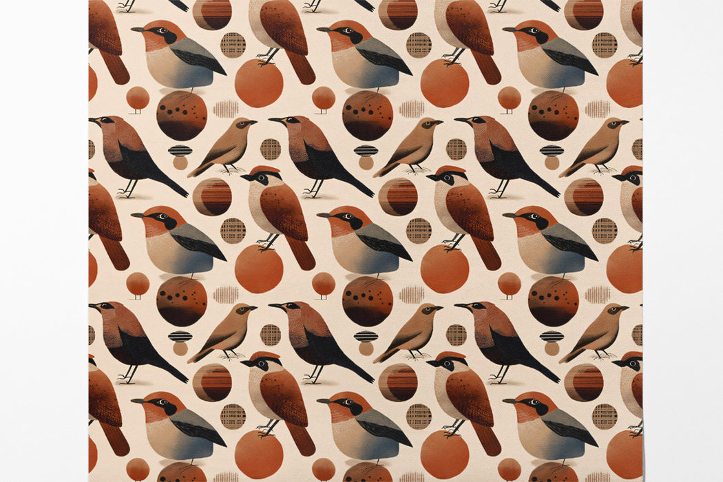 Dense Folk Bird Pattern Mural Wallpaper | Earthy & Abstract