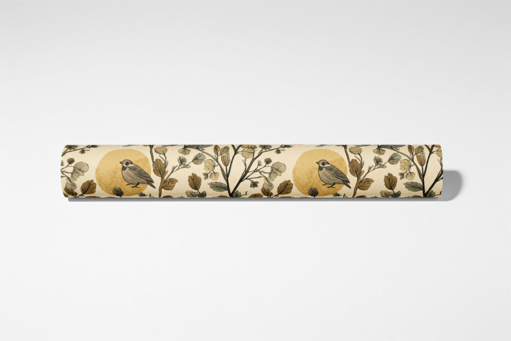 Classic Botanical Bird Mural Wallpaper | Autumnal Tones