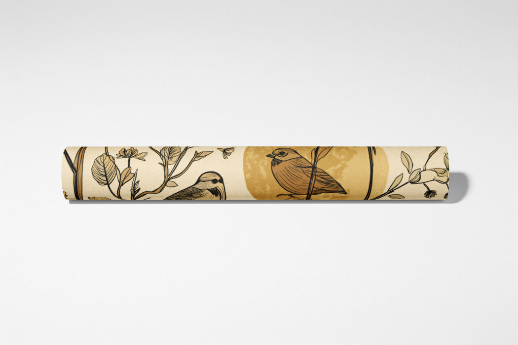 Sketchy Botanical Bird Mural Wallpaper | Earthy Tones