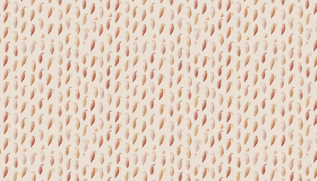 Soft Watercolor birds Mural Wallpaper | Muted Pink & Cream