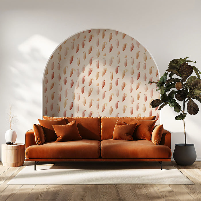Soft Watercolor birds Mural Wallpaper | Muted Pink & Cream