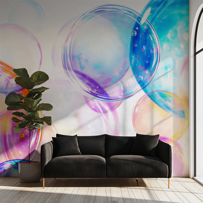 Iridescent Bubble Mural Wallpaper | Vibrant & Abstract