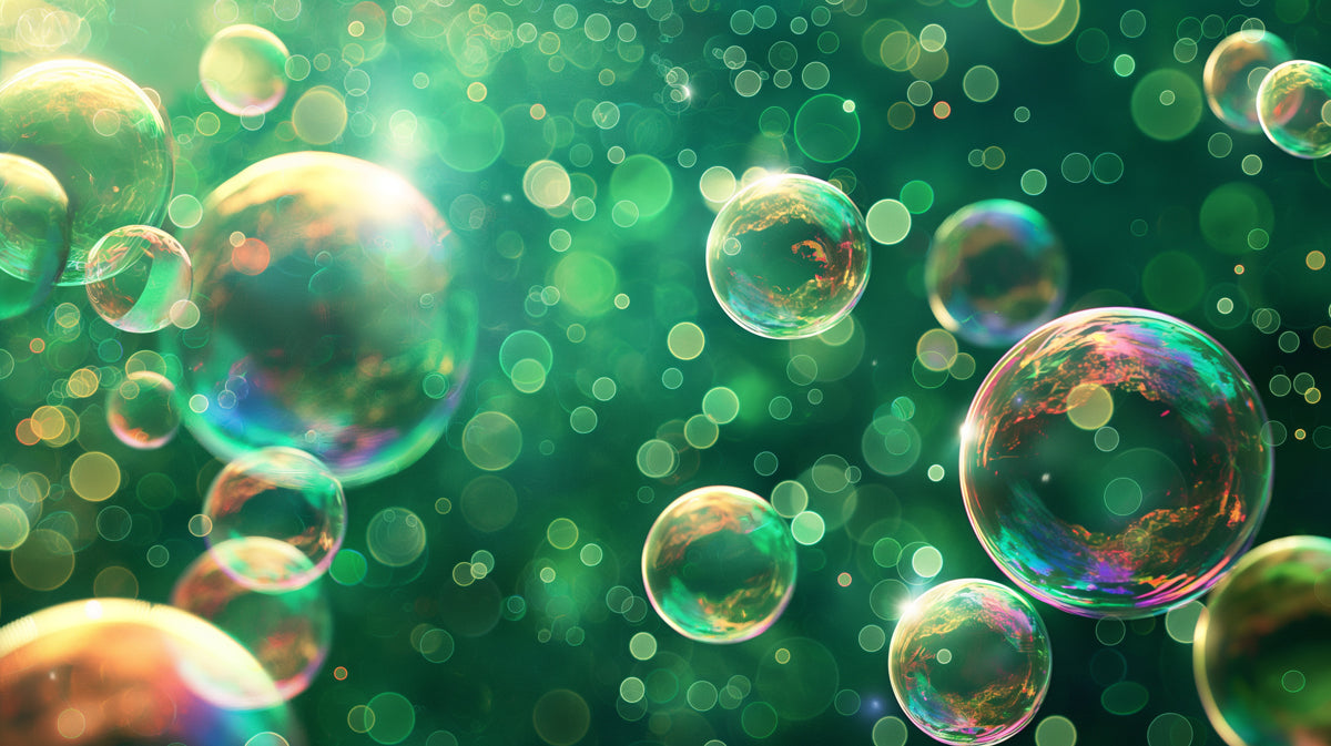 Iridescent Bubbles Mural Wallpaper | Emerald Green