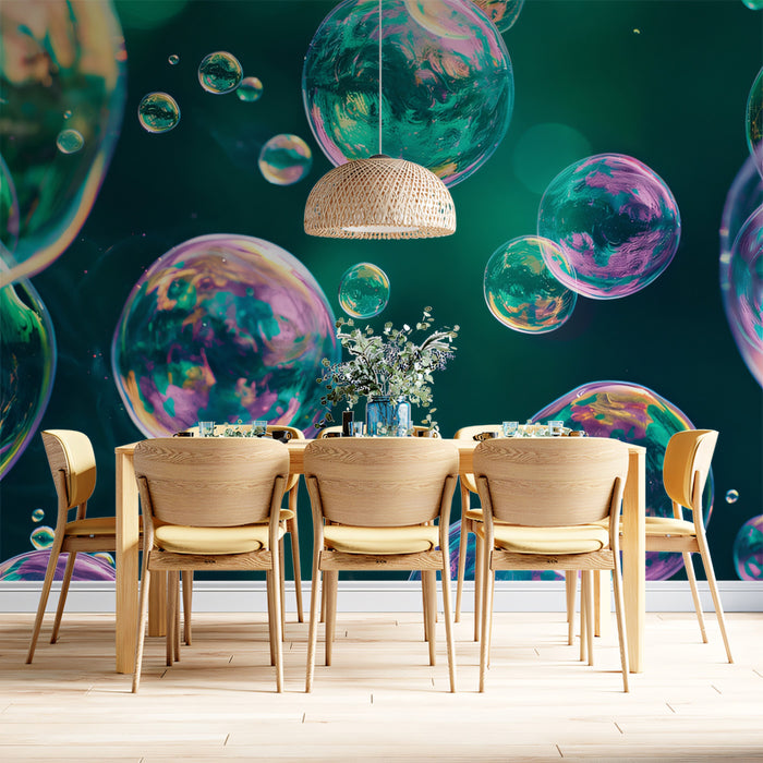 Vibrant Bubble Mural Wallpaper | Deep Teal