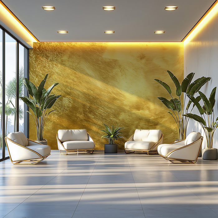 Brushed Gold Abstract Mural Wallpaper | Subtle & Luminous