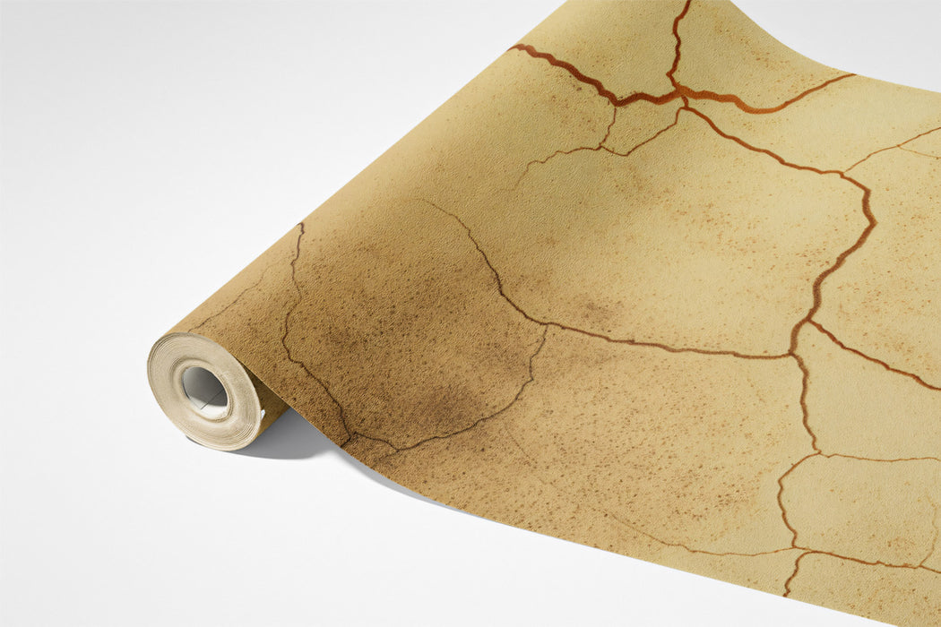 Cracked Earth Mural Wallpaper | Golden & Weathered