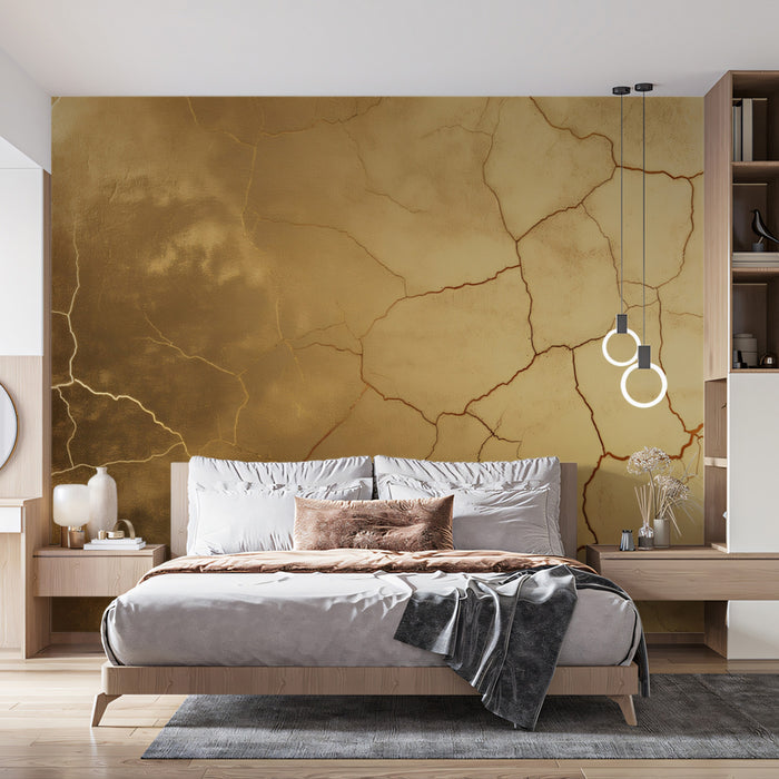 Cracked Earth Mural Wallpaper | Golden & Weathered