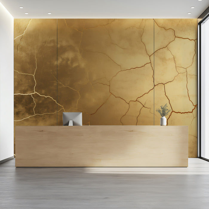 Cracked Earth Mural Wallpaper | Golden & Weathered