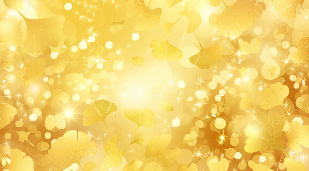 Golden Sparkle Ginkgo Mural Wallpaper | Festive & Luminous