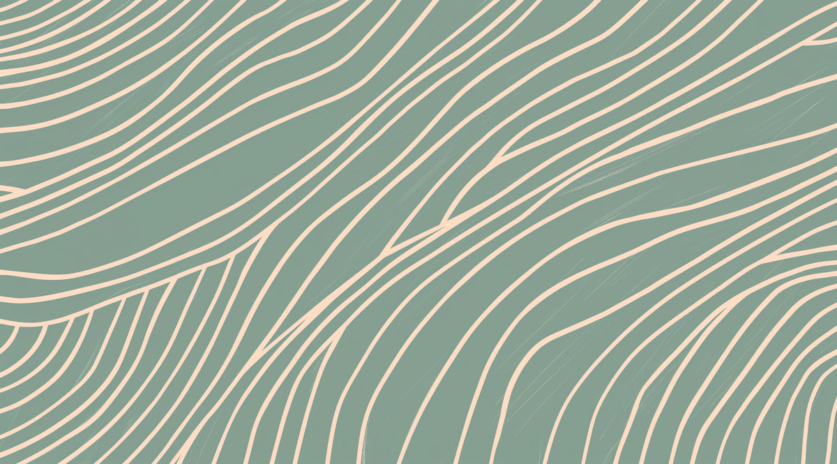 Hand-Drawn Wavy Line Mural Wallpaper | Dusty Blue & Blush
