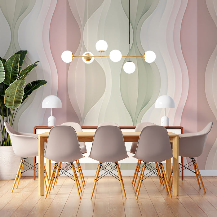 Soft Wave Panel Mural Wallpaper | Pastel Tones