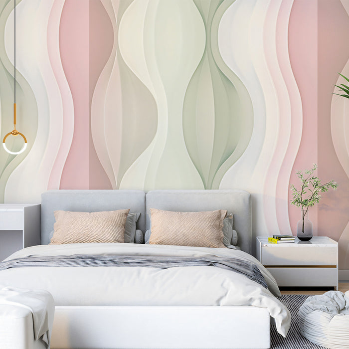Soft Wave Panel Mural Wallpaper | Pastel Tones