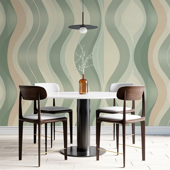 Mid-Century Modern Wave Mural Wallpaper | Graphic & Stylish